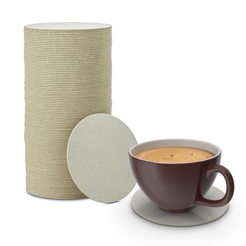 MT Products Off-White Round Paper Coasters for Drinks - 4â€ Blank Disposable Coasters (Pack of 100) - Made in The USA - Image 1